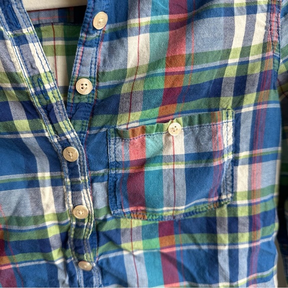 Hollister Plaid Pattern Tie Back Mid Sleeves Button Down Pop-Over Shirt - Picture 5 of 7